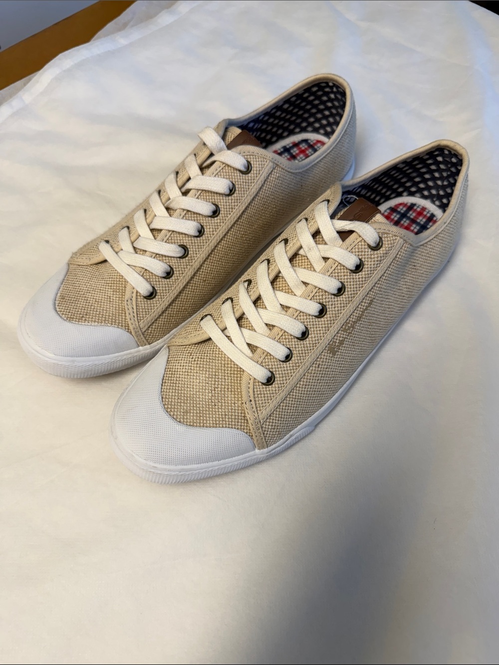 Ben Sherman Men's Beige Canvas Sneakers with White Trim NWOT